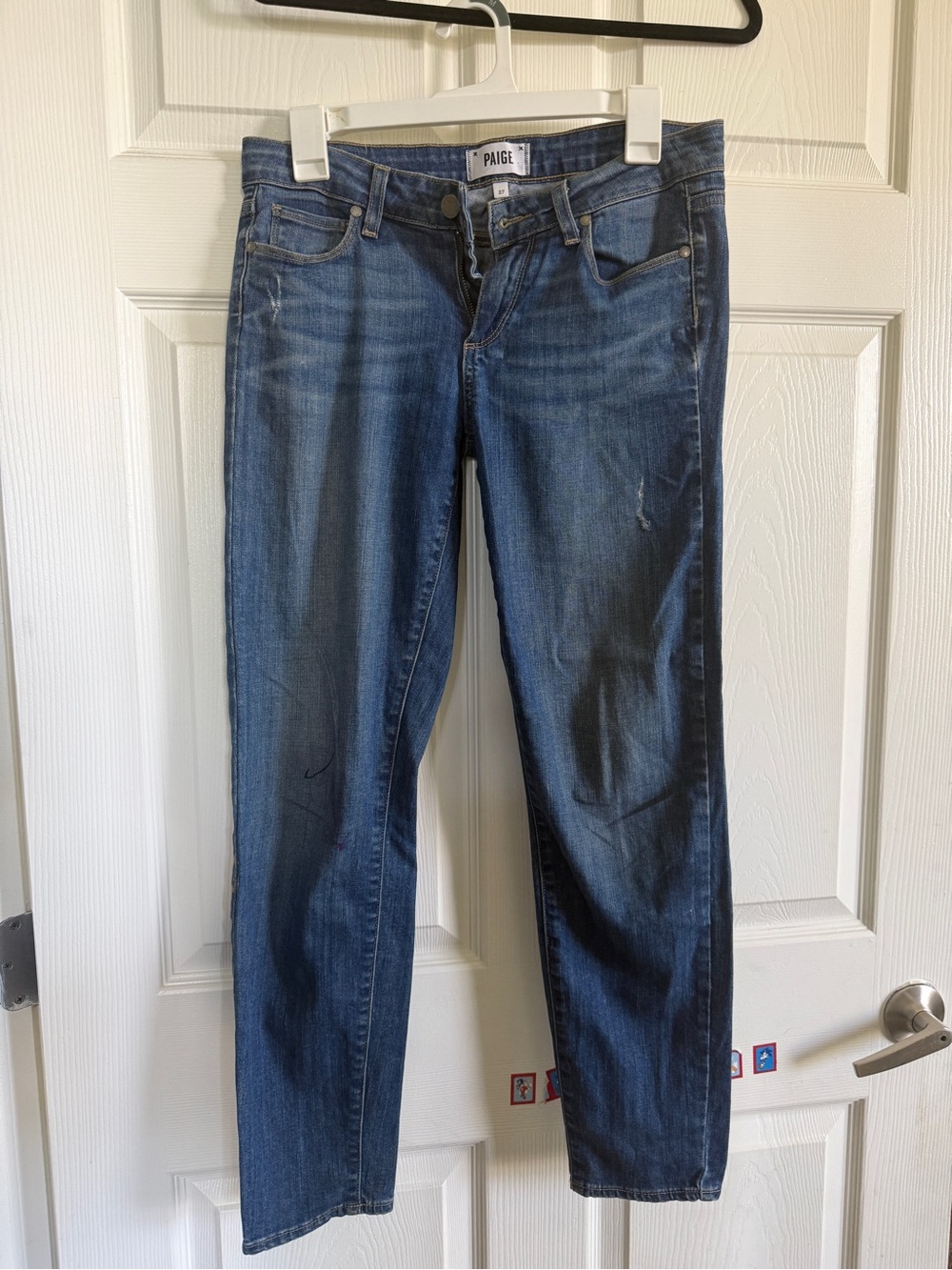PAIGE Dark Blue Straight Leg Jeans